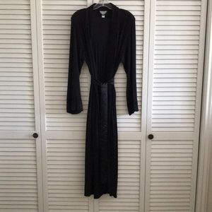 Charter Club black robe with satin and lace detailing.